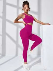 Yoga Basic 2pcs Seamless High Stretch Yoga Set Sports Suit Crisscross Cami Tummy Control Bubble Butt Push Up Leggings