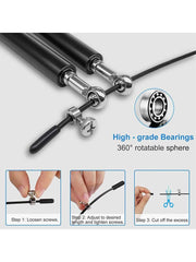 Speed Jump Rope Fitness Skipping Exercise - Adjustable Jump Rope Best for Boxing MMA Fitness Training, Cross-fit, Men, Women and Kids Rope