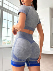 Yoga Futuristic Seamless High Stretch Colorblock Sports Set