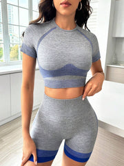 Yoga Futuristic Seamless High Stretch Colorblock Sports Set