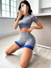 Yoga Futuristic Seamless High Stretch Colorblock Sports Set