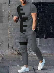 Manfinity Men Colorblock Tee & Drawstring Waist Sweatpants