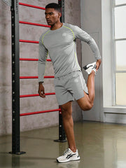 Manfinity Fitness Men Shorts Set Men Contrast Panel Sports Set, Athletic Suit, Tracksuit