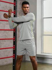 Manfinity Fitness Men Shorts Set Men Contrast Panel Sports Set, Athletic Suit, Tracksuit