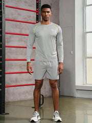 Manfinity Fitness Men Shorts Set Men Contrast Panel Sports Set, Athletic Suit, Tracksuit