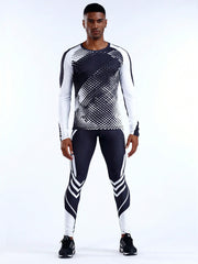 Manfinity Athleisure Men Polka Dot & Letter Graphic Sports Set, Athletic Suit, Tracksuit Workout Set