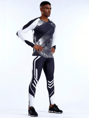 Manfinity Athleisure Men Polka Dot & Letter Graphic Sports Set, Athletic Suit, Tracksuit Workout Set