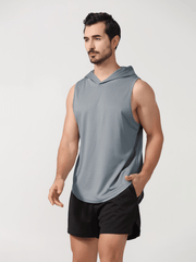 Men's Sport Tank Top Set 2pcs/Set , Outdoor Fitness Clothes, Running Hooded Vest, Athletic Suit, Tracksuit Men Shorts Set Men Shorts Set