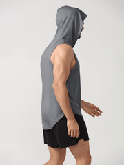 Men's Sport Tank Top Set 2pcs/Set , Outdoor Fitness Clothes, Running Hooded Vest, Athletic Suit, Tracksuit Men Shorts Set Men Shorts Set