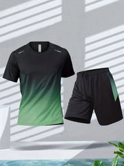 Sports Suit Men's Running And Cycling Fitness Clothes Breathable Short-Sleeved Ice Silk T-Shirt Quick-Drying Clothes Basketball Suit Gym Clothes Men, Athletic Suit, Tracksuit Men Shorts Set Workout Sets