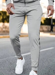 Manfinity Sport Streetwear Black And Grey Color Block Long Sleeve Top And Long Pants Set
