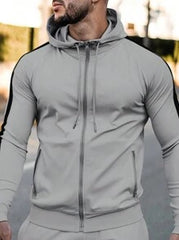 Manfinity Sport Streetwear Black And Grey Color Block Long Sleeve Top And Long Pants Set