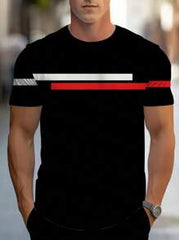 2pcs Men's Casual Striped Short Sleeve T-Shirt & Ombre Sports Pants Set, Outdoor Activities