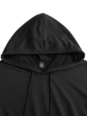 Manfinity Homme Men Casual Simple Sports Solid Color Drawstring Hooded T-Shirt And Shorts Two-Piece Set